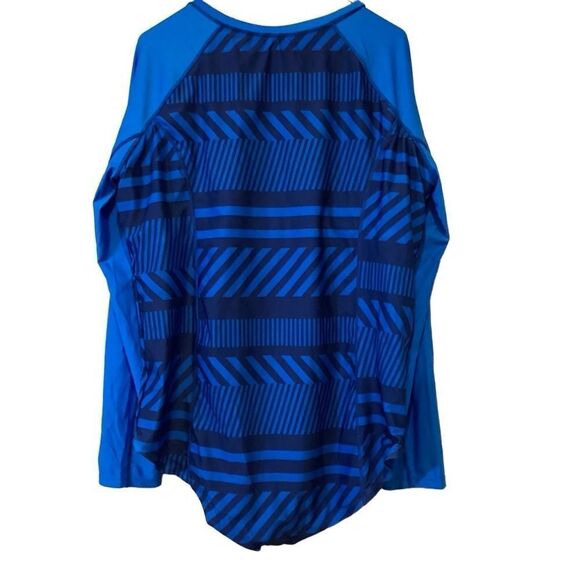 NWT Long Sleeve Half Zip Swimsuit UV Skin Blue Size 3X UPF 50+ Rash Guard - Picture 4 of 12